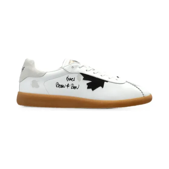 DSQUARED2 Rebel leren met esdoornblad-applicatie “White” (SNM046818908285)