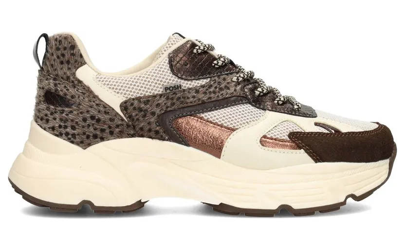POELMAN sneaker Bruin met dierenprint (C1210810PSH7)