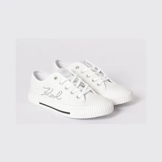 Karl Lagerfeld Canvas Sneakers with Rhinestone Logo White (Z3116810P)
