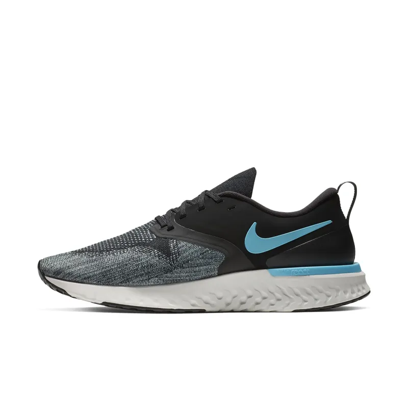 Nike  Odyssey React Flyknit 2 Black Aviator Grey Black Aviator Grey Platinum Tint Blue Fury (AH1015-002)