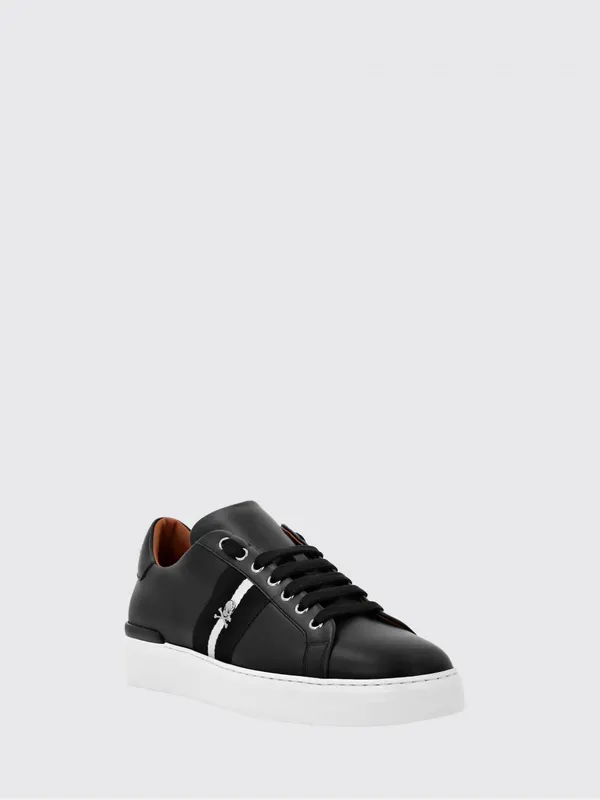 Philipp plein Skull Low-Top Leather with Stripe Print Black (UACSUSC0506PLE010N02)
