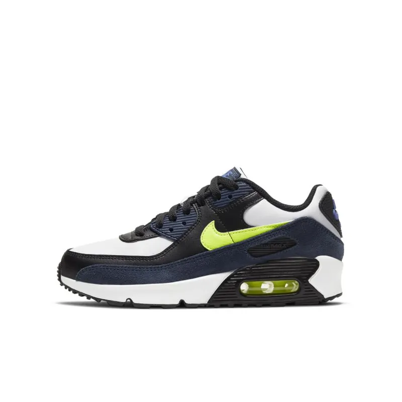 Nike Air Max 90 Leather Midnight Navy Volt (GS) (CD6864-401)