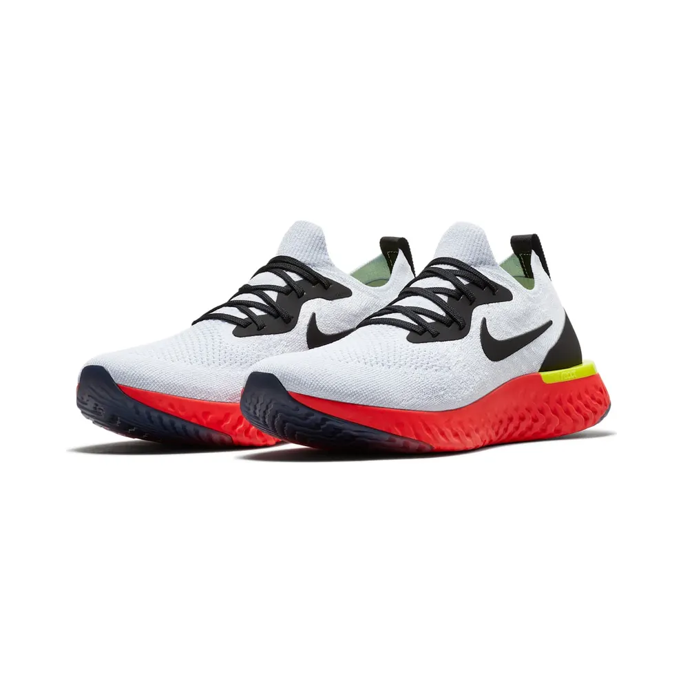 Nike Epic React Flyknit White Bright Crimson True White/Black-Pure Platinum-Bright Crimson-Volt (AQ0067-103)