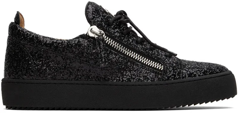 Giuseppe Zanotti Black Glitter Birel Sneakers (RU10004-89422)