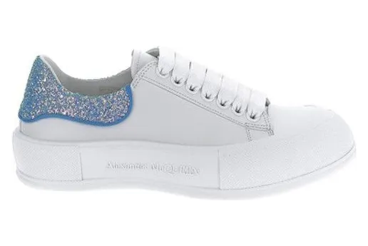 Alexander McQueen Deck Plimsol White Blue Glitter (702047WIABX9761)
