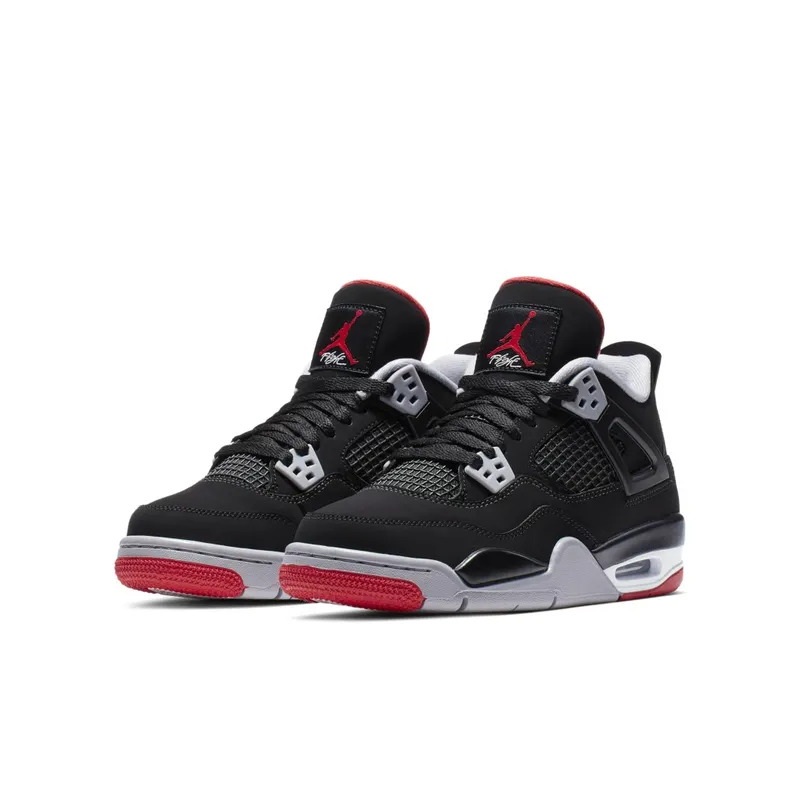Jordan 4 Retro Bred 2019 (GS) Black/Fire Red-Cement Grey-Summit White (408452-060)