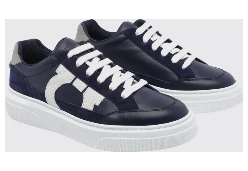 Ferragamo Gancini Leather Sneakers Blue (023588776671MIDNIGHT)