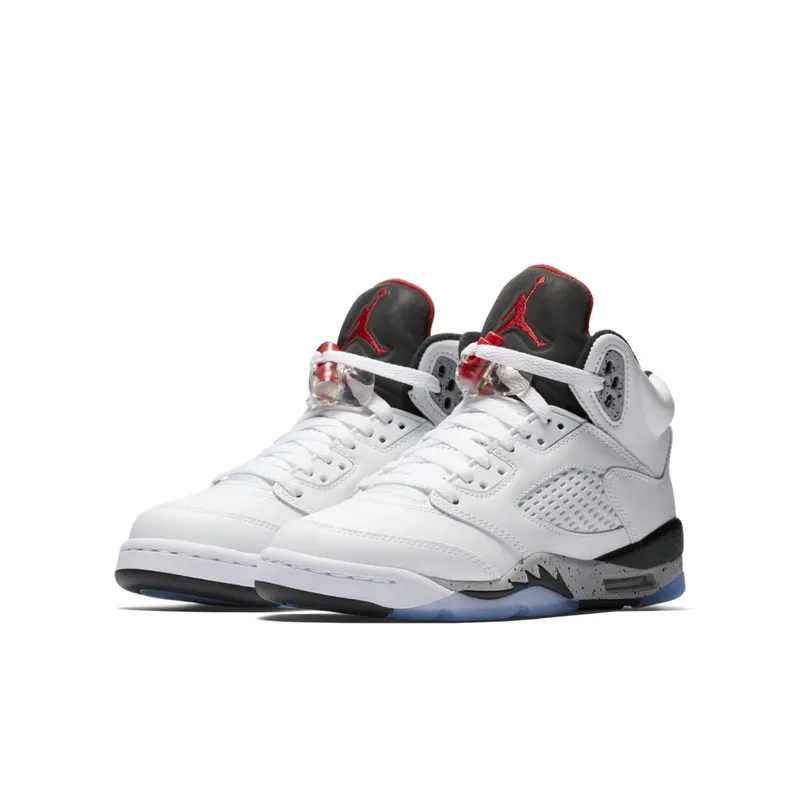 Jordan 5 Retro White Cement (GS) White/University Red-Black-Matte Silver (440888-104)