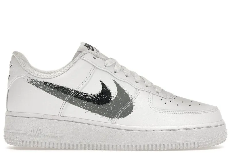 Nike Air Force 1 Low ’07 Spray Paint Swoosh White Black Grey (FD0660-100)