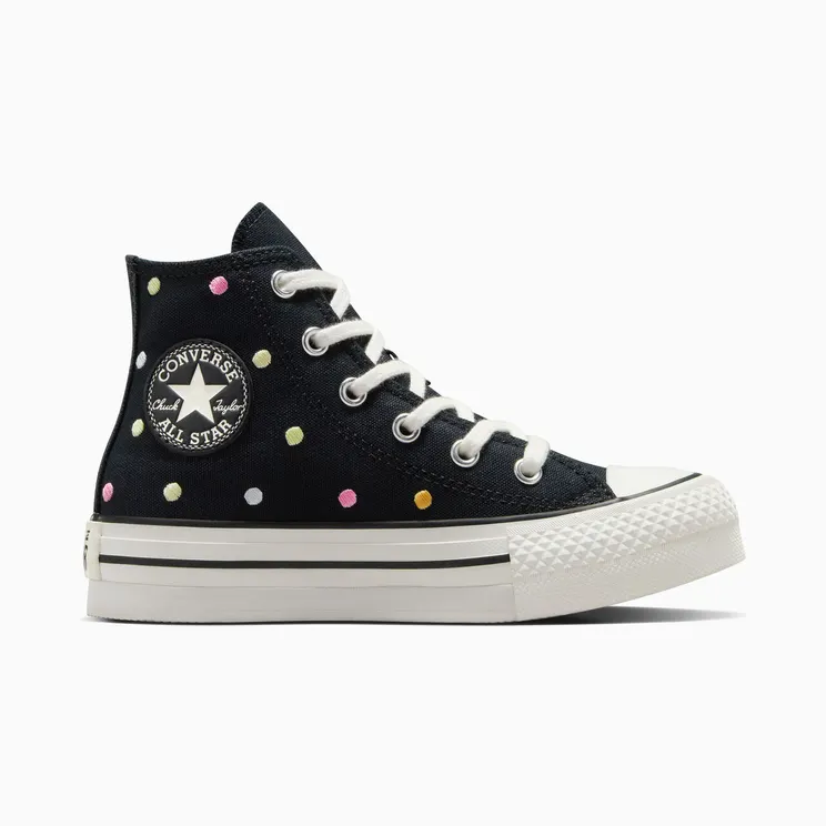Converse Chuck Taylor All Star Lift Embroidered Polka Dots Platform Black/Vintage White/Egret (A12609C)