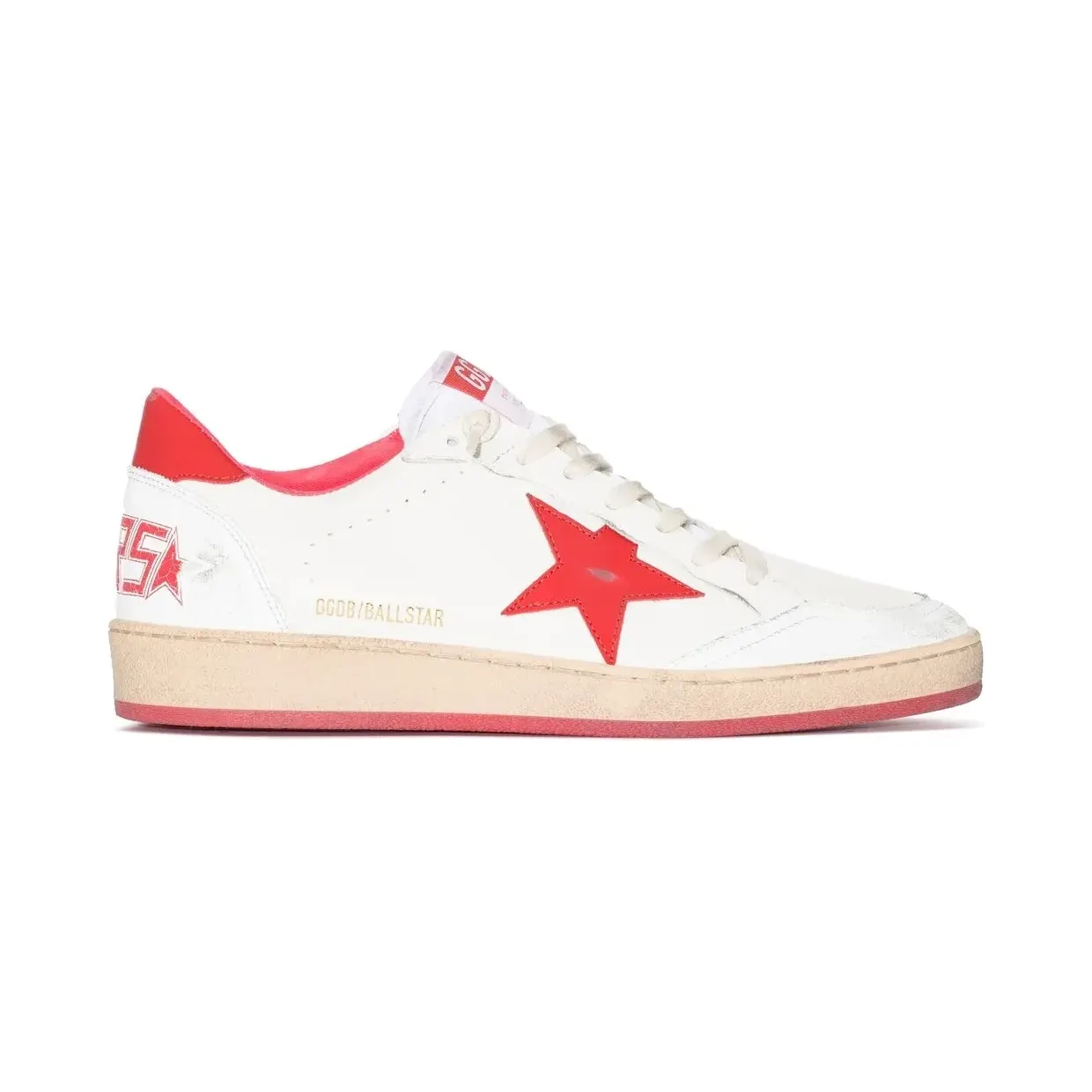 Golden Goose Ball Star aus weißem Nappaleder mit grünem Lederstern und Fersenlasche (GWF00117F000325)