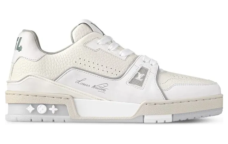 Louis Vuitton Trainer Cream White Grey Signature (1ACP1Q)