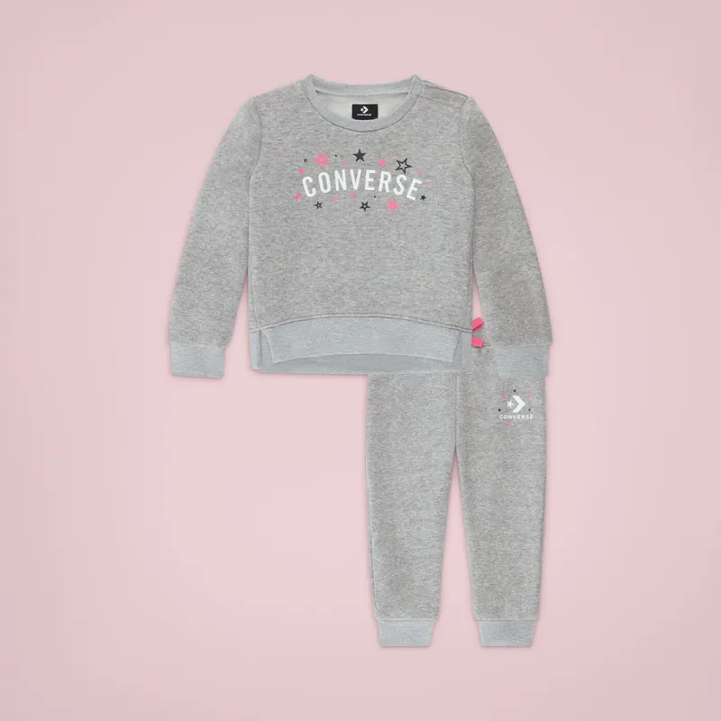 Converse Stardust Long Sleeve Jogger Set Dark Grey Heather (10022458-A01)