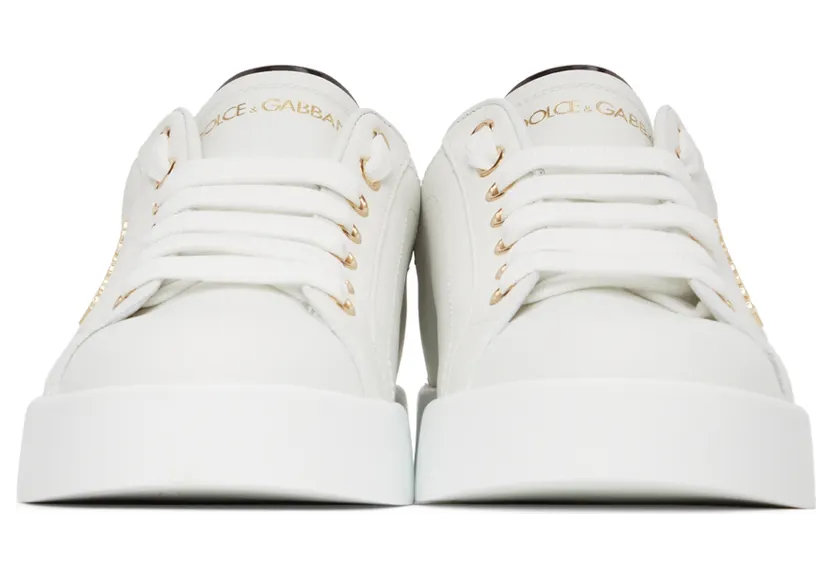 Dolce & Gabbana White & Black Portofino Low Sneakers (CK1602 AH506) (2)