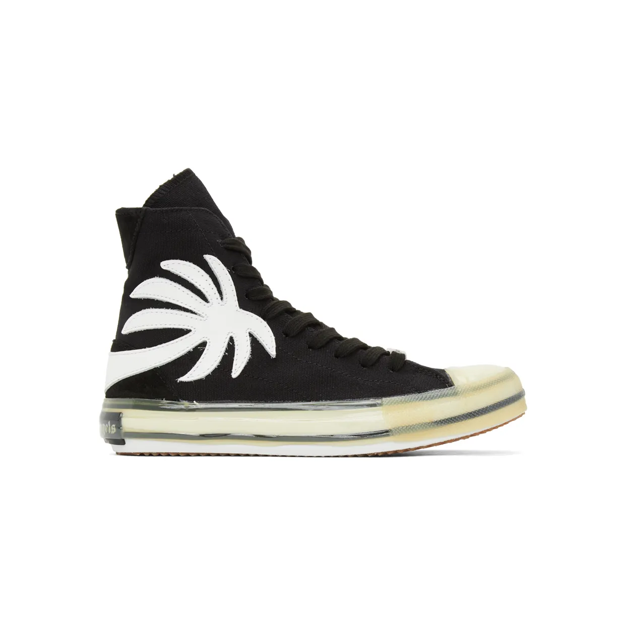 Palm Angels Black Vulcanized Palm Sneakers (PMIA048R21LEA0021001)