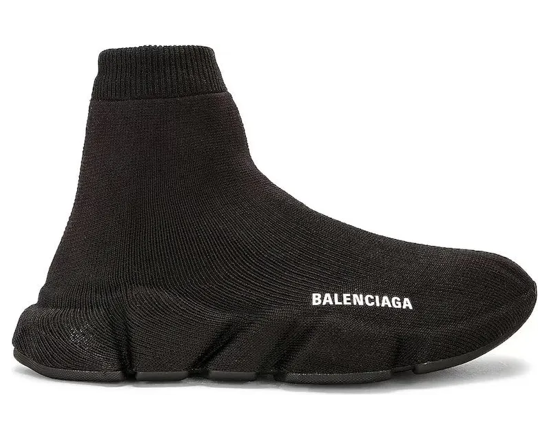 Balenciaga Speed Full Knit Black White Logo (731057-W2L71-1000)