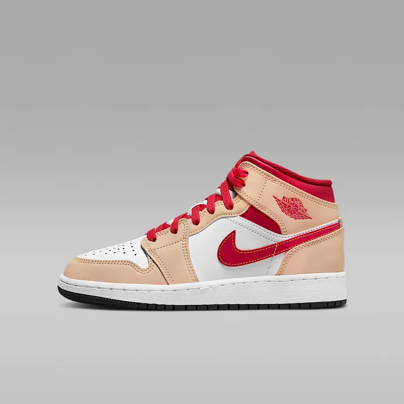 Air Jordan 1 Mid GS “Beige / Red” (554725-201)