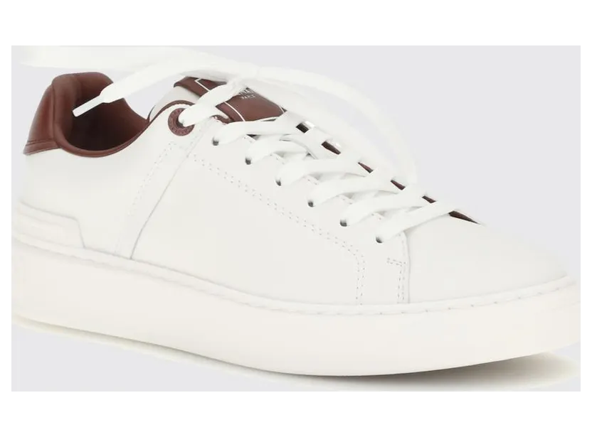 Balmain B-Court Smooth Leather Sneakers with Printed Logo White 1 (HN1VI690LVTRGYQ)