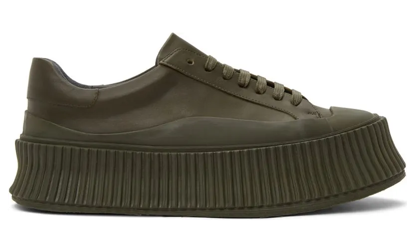Jil Sander Khaki Leather Platform (JS32108A_13032)