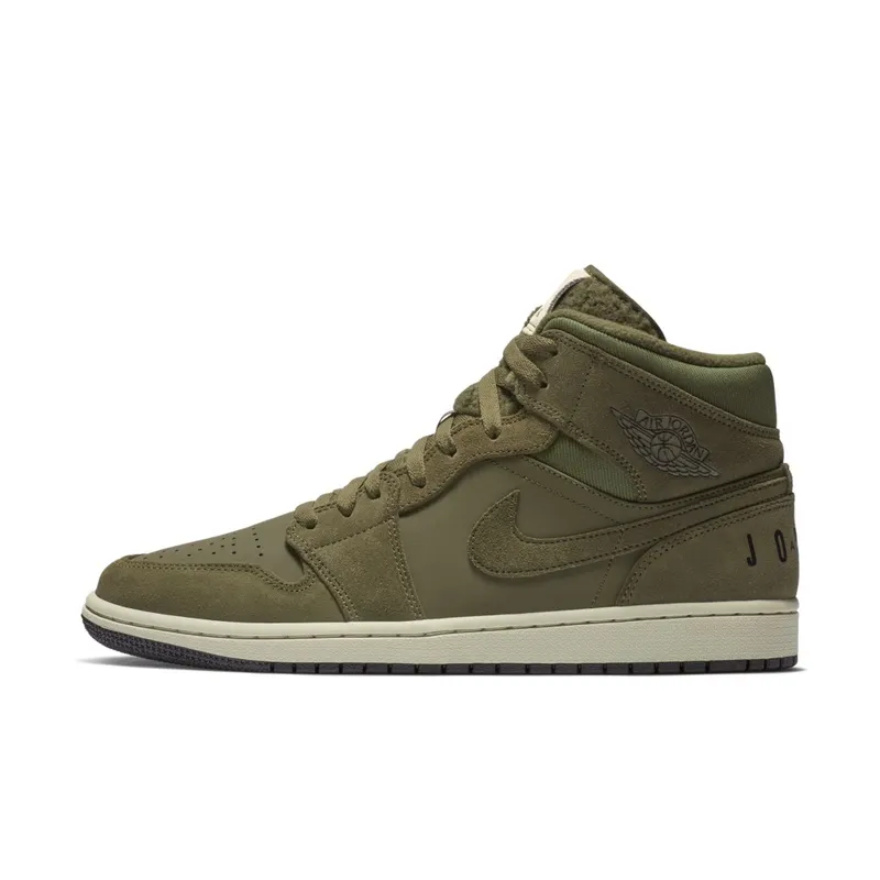 Air Jordan Nike AJ I 1 Mid Olive Canvas (2018) (BQ6579-300)