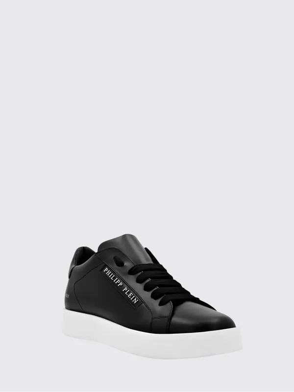 Philipp plein Low-Top Smooth Leather Sneakers with Side Lettering Logo Black (UABSUSC0349PLE075N02)