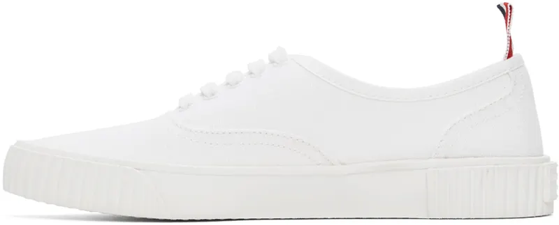 Thom Browne White Canvas Vulcanized Sneakers (MFD201A-01588)