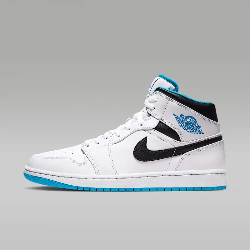 Jordan 1 Mid Laser Blue White/Laser Blue-Black (554724-141)
