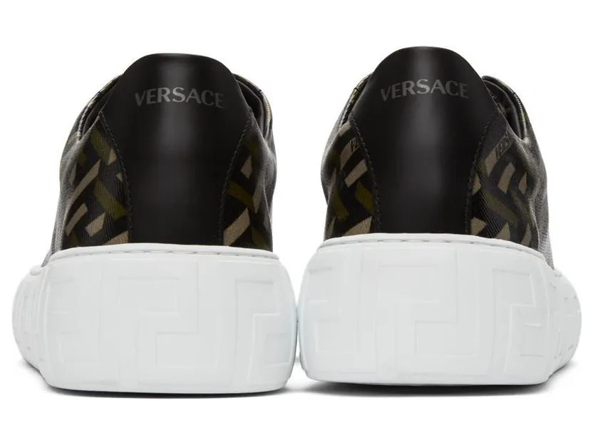 Versace Black & Grey ‘La Greca’ Low-Top Sneakers (DSU8404 1A01726) (4)
