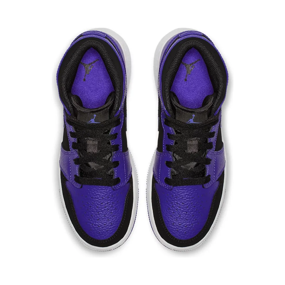 Jordan 1 Mid Black Dark Concord (GS) Black/Dark Concord-White (554725-051)
