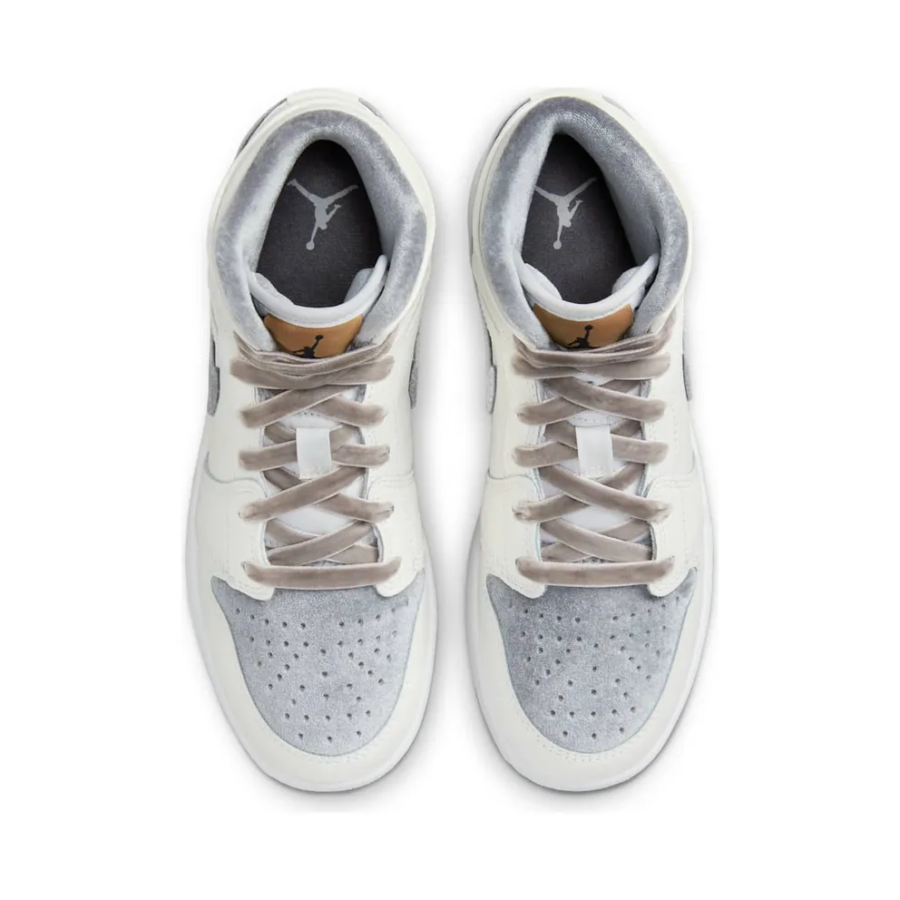 Nike Air Jordan 1 Mid SE Grey Velvet Toe (GS) (FB9899-100)