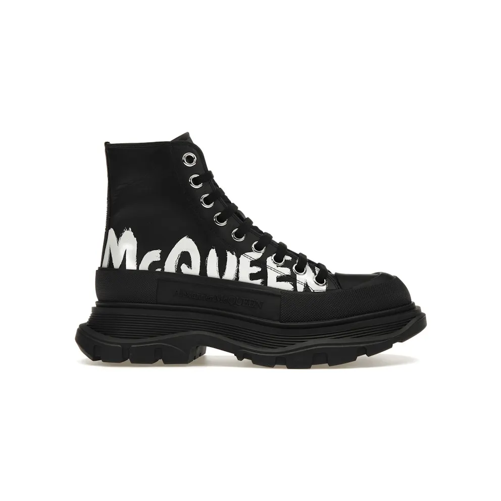 Alexander McQueen Tread Slick Boot Polyfaille Graffiti Black White (676718W4RQ21006)
