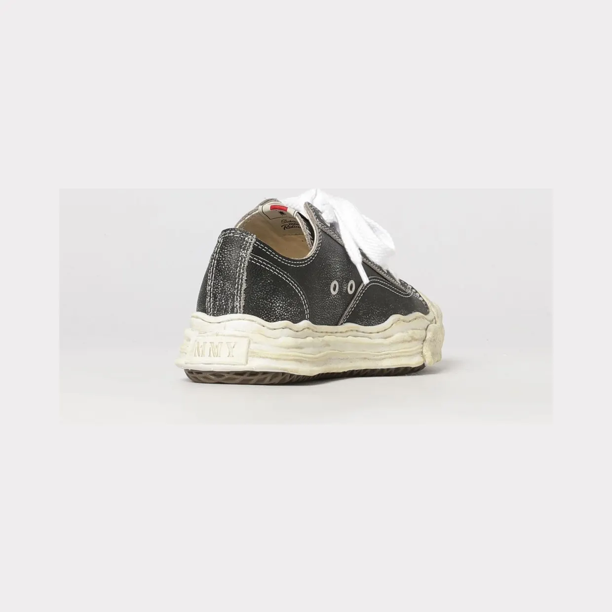 Maison Mihara Yasuhiro Hank OG Grained Leather Sneakers with Distressed Effect Black (A16FW734BLACK) (2)