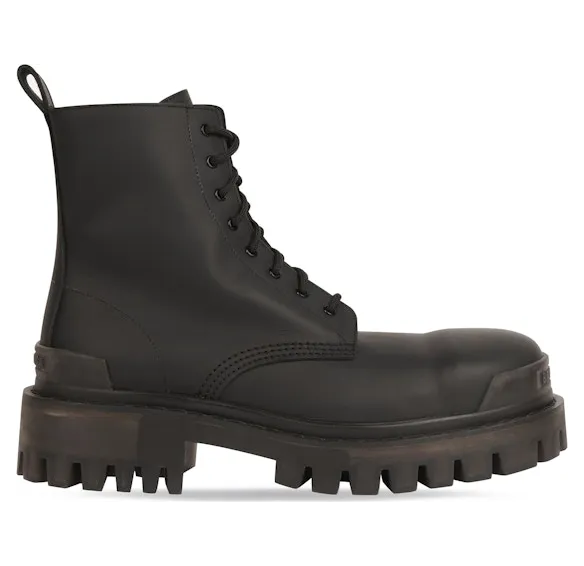 Balenciaga Strike 20mm Boots Black Rubber Effect Calfskin (W) (600970WBBO01000)