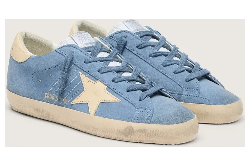 Golden Goose Super-Star In Light Blue Suede With Beige Leather Star And Heel Tab (GWF00101.F005877.50856) (2)