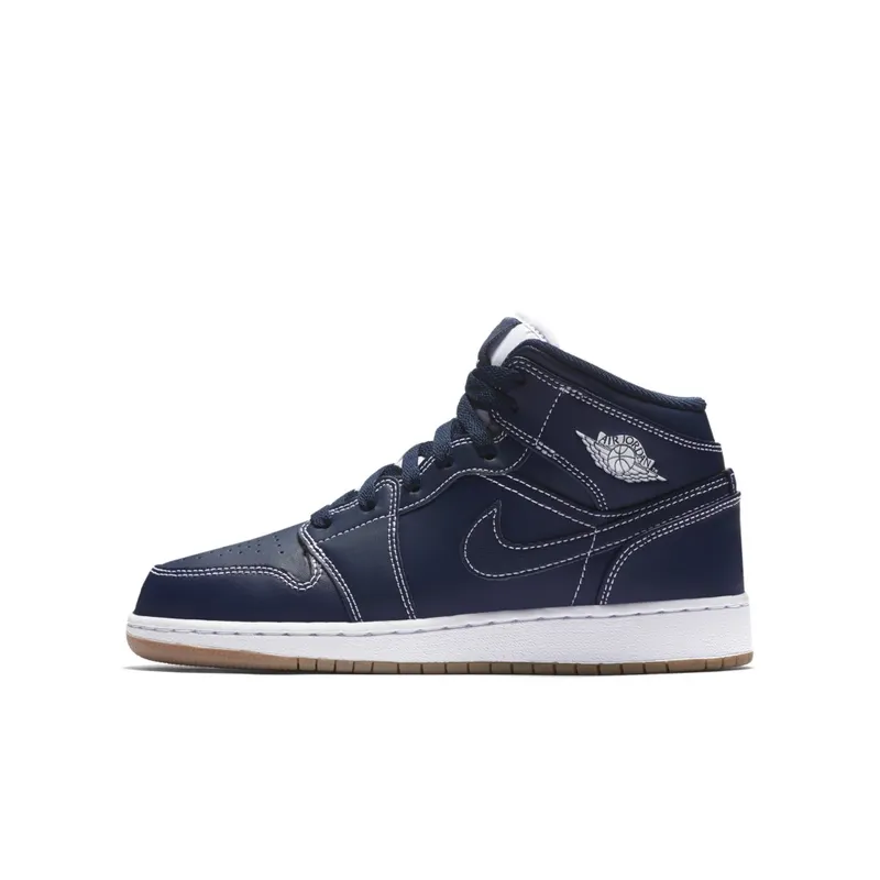 Jordan 1 Retro Mid Derek Jeter RE2PECT (GS) Obsidian/White-Gum Light Brown (554725-402)