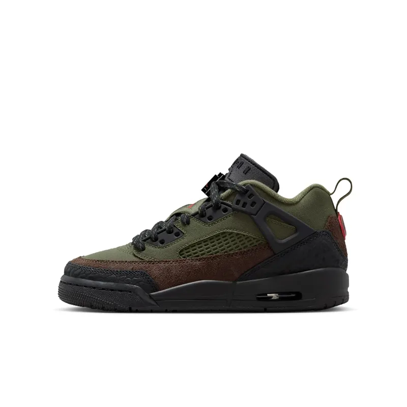 Jordan Spizike Low GS “Medium Olive / Black / Baroque Brown / University Red” (IH2359-200)