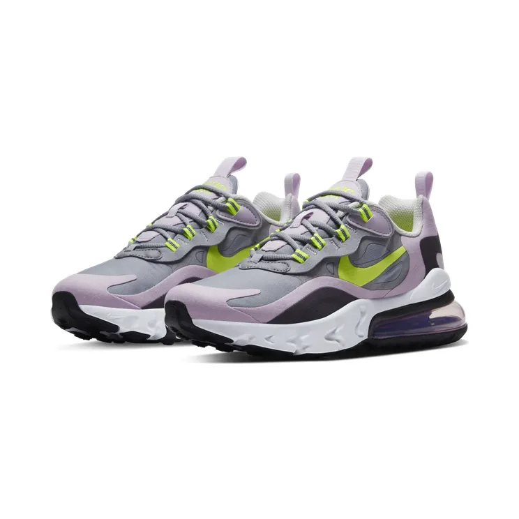 Nike Air Max 270 React GS “Particle Grey / Iced Lilac / Off-Noir / Lemon Venom” (BQ0103-010)