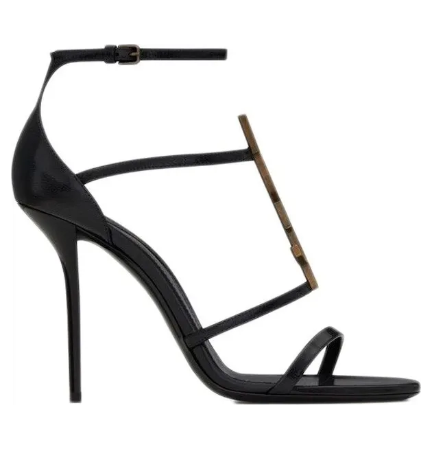 Saint Laurent Cassandra Sandal Heels Black Leather (6301091Q0TT1000)