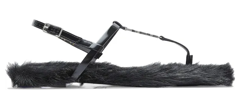 Saint Laurent Cassandre Faux-Fur Lined Sandals Black (754650 AACF4 1000)