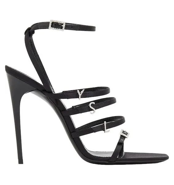 Saint Laurent Jerry Crepe Satin Sandal Black (742235 1UU00 1000)