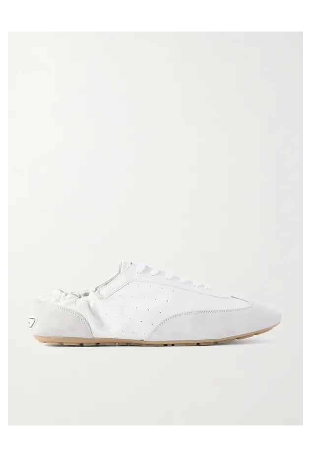 Saint Laurent Lewis Suede and Full-Grain Leather White (862568AAGB9)