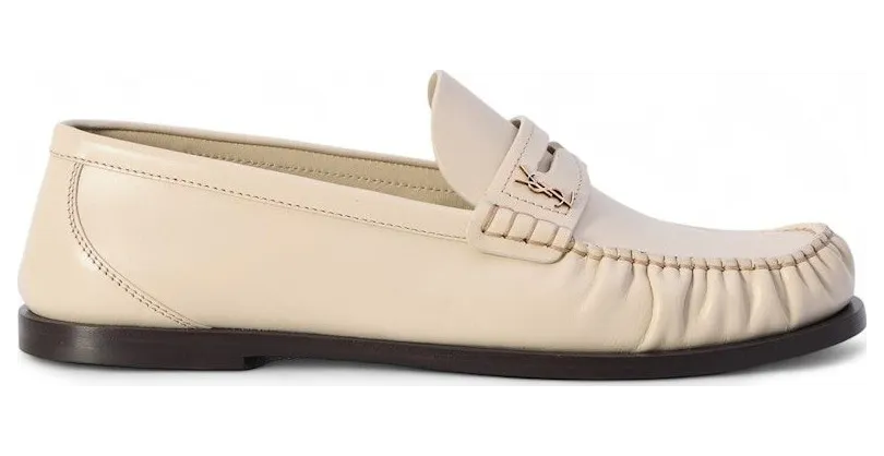 Saint Laurent Loafers Smooth Leather Marble White (820648-AAELH-1001)
