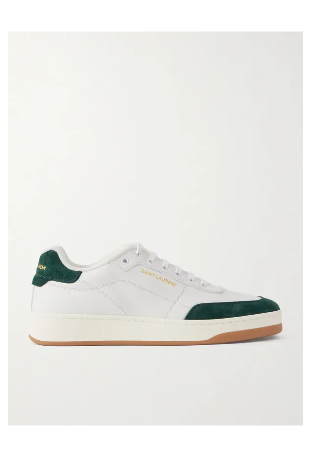 Saint Laurent SL/61 Suede-Trimmed Leather White (84553700NAM)