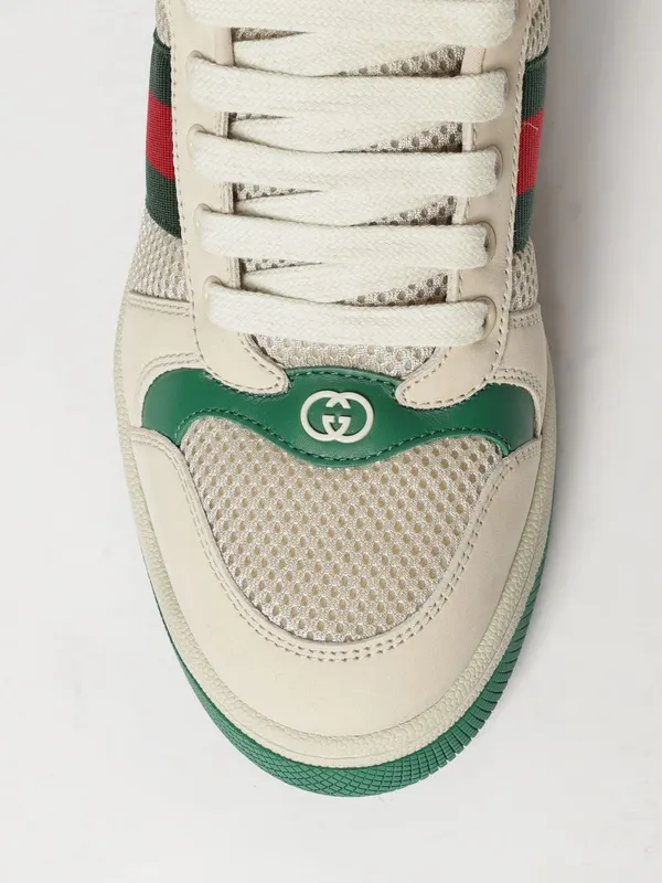 Gucci Screener Low-Top Leather and Mesh Sneakers with Web Stripe Ivory (A000N1FAGAT9545) (3)