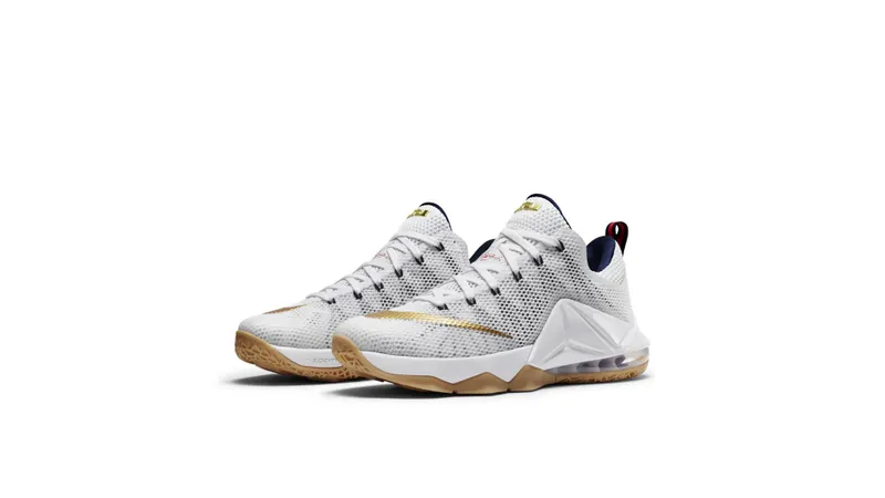 Nike LeBron 12 Low USA White/Midnight Navy/University Red-Metallic Gold (724557-174)