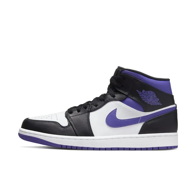Jordan 1 Mid White Black Purple (554724-095)