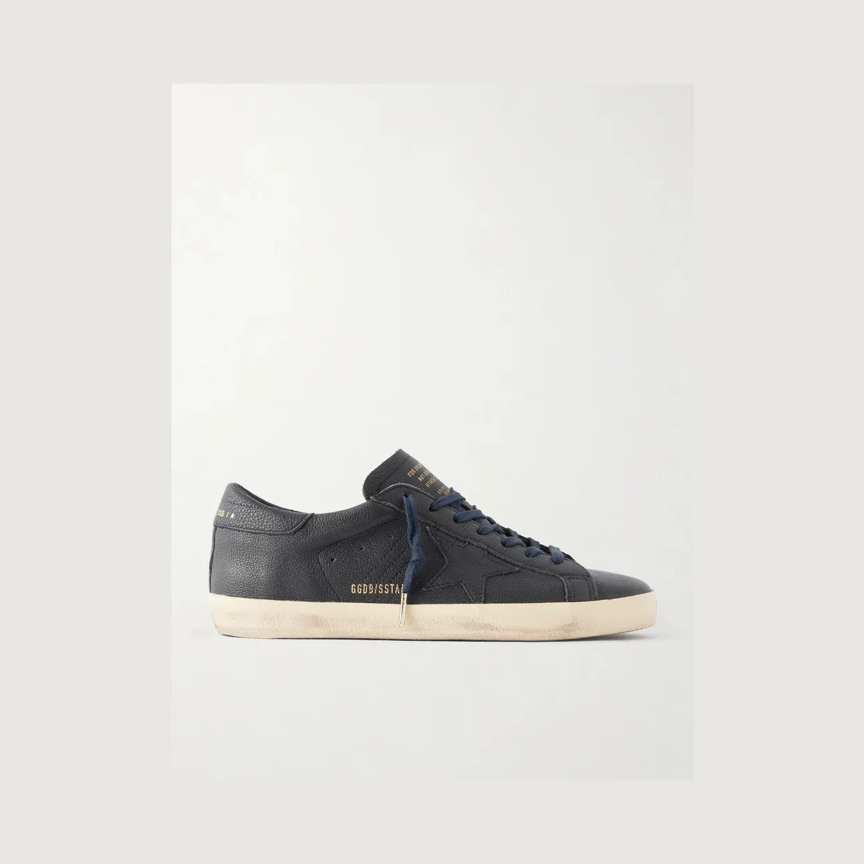 Golden Goose Super-Star Distressed Full-Grain Leather Sneakers Navy (GMF00101.F008887)