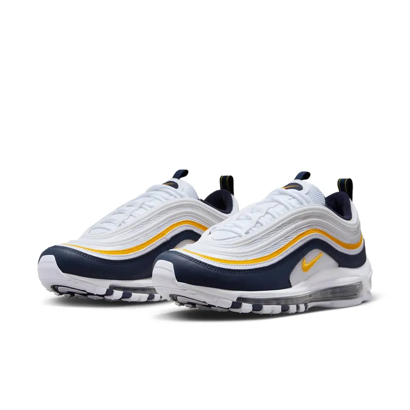 Nike Air Max 97 Michigan “White / Dark Obsidian / University Gold” (921826-110)