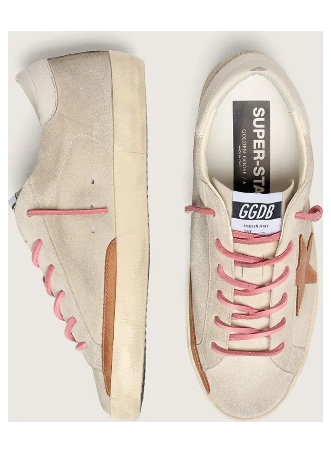 Golden Goose Women’S Super-Star Ltd In Pearl Suede With Brick-Red Star And Embroidery (GWF00101.F008524.15959) (3)
