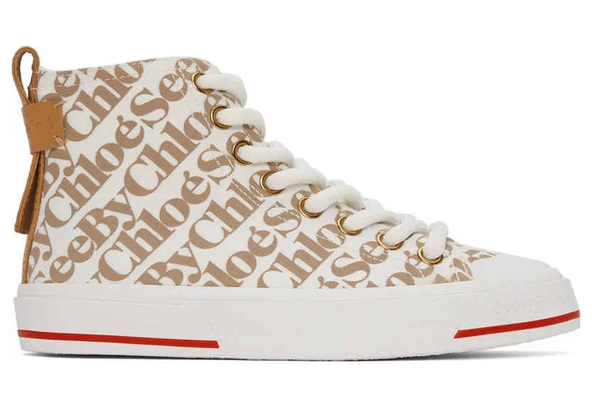 See by Chloé Off-White & Brown Aryana Sneakers (SB37111A 14261)
